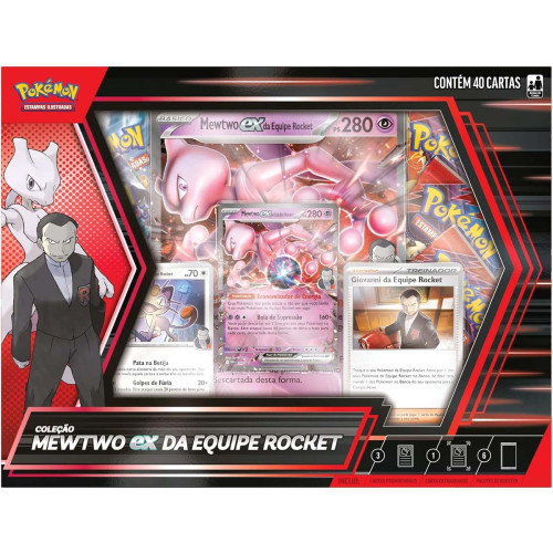 Box Pokemon Coleção Mewtwo Ex da Equipe Rocket 40 Cartas Copag TCG - Pokemon Estampas Ilustradas - #