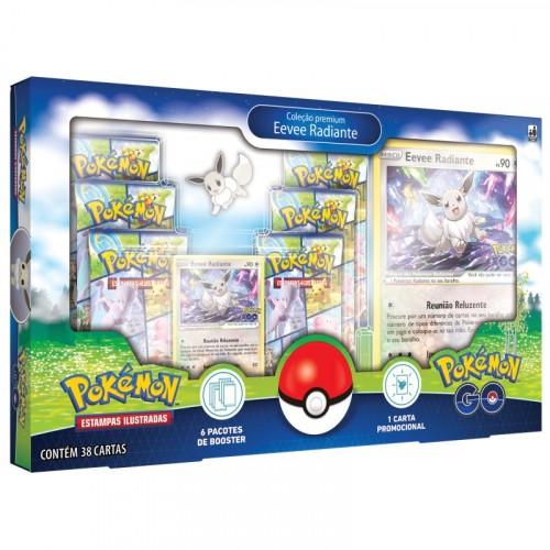 Box Pok mon Go Cole o Premium Eevee Radiante Copag Cards Cartas Em 