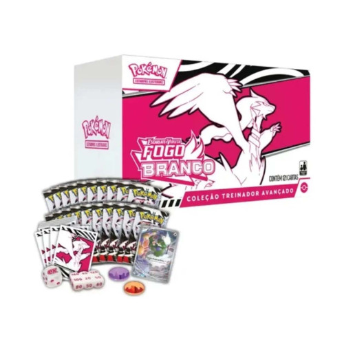 Box Treinador Avançado Pokemon Escarlate e Violeta 10.5 Fogo Branco Copag 121 Cartas-Pokemon Estampas Ilustradas-