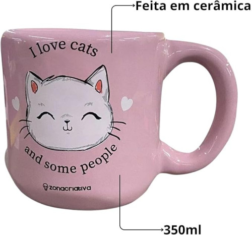 Caneca Formato 3d 350ml Pata  Eu Amo Gatos - Eu Amo Gatos - #