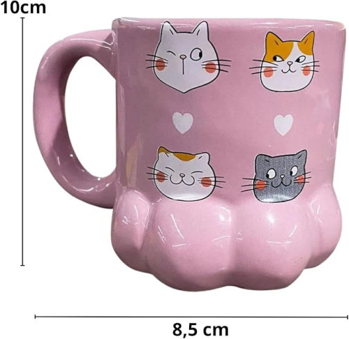 Caneca Formato 3d 350ml Pata  Eu Amo Gatos - Eu Amo Gatos - #