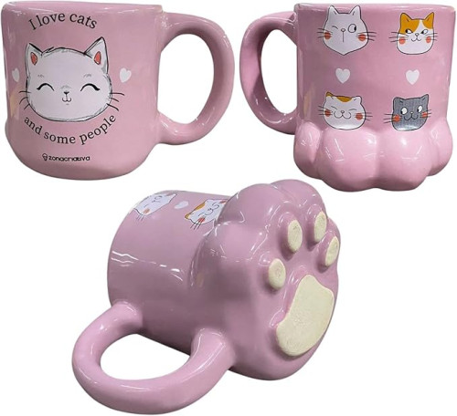 CANECA FORMATO 3D 350ML PATA  EU AMO GATOS-Eu Amo Gatos-