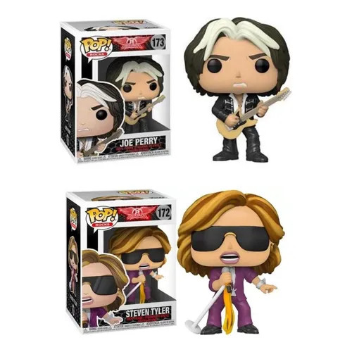 Conjunto: Funko Pop Steven Tyler #172 Joe Perry #173 (aerosmith) Pop Rocks Aerosmith #1 - Produto Original