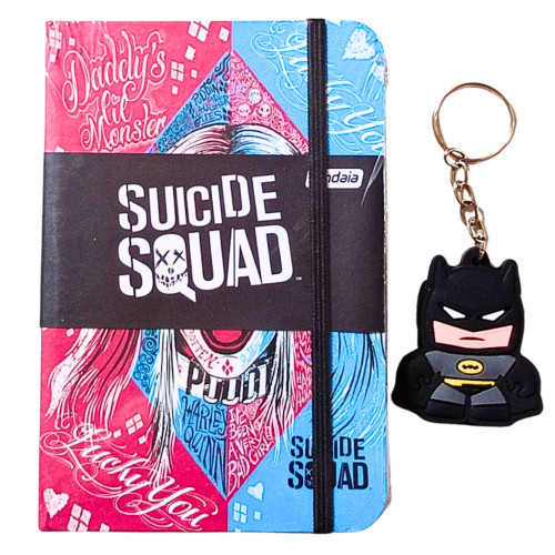 Caderneta 80 folhas Esquadrão Suicida 95mmX140mm + 1 chaveiro Batman Dc Comics # - Produto Original