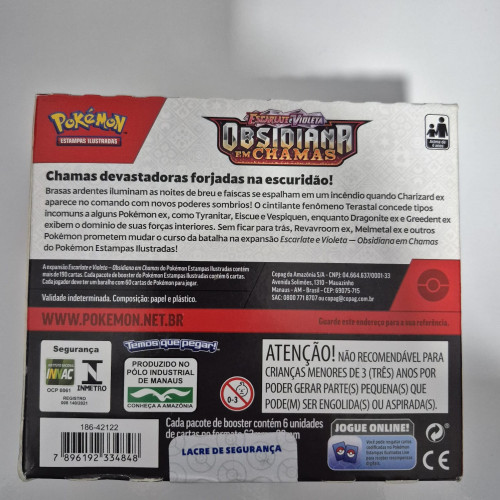 Caixa de Booster - Escarlate e Violeta - Obsidiana em Chamas: O lacre original da caixa foi levemente comprometido. - Copag - #