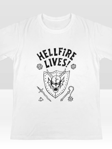 Camiseta Hell Fire Lives Branca Stranger Things # - Produto Original