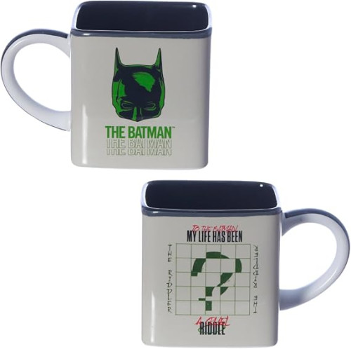 Caneca Batman Charada 3D Cubo Quadrada Cerâmica Oficial DC-Batman-