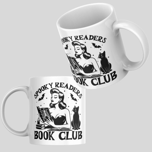 Caneca Cerâmica 325ml Presente Criativo Clube Do Livro Spooky Readers Book Club Livros # - Produto Original