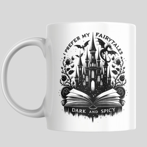 Caneca Cerâmica 325ml Presente Criativo Clube Do Livro I Prefer My Fairytales Dark And Spicy Livros # - Produto Original