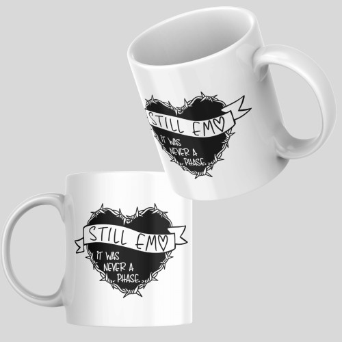 Caneca Cerâmica 325ml Presente Emocore Still Emo It Was Never A Phase Coração Gótico Punk Emo # - Produto Original