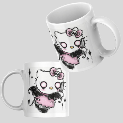 Caneca Cerâmica 325ml Presente Criativo Hello Kitty Gotica-Hello Kitty-