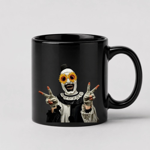 Caneca Cerâmica Preta 325ml Terrifier Filme Palhaço Art The Clown Filme De Terror-Terrifier-