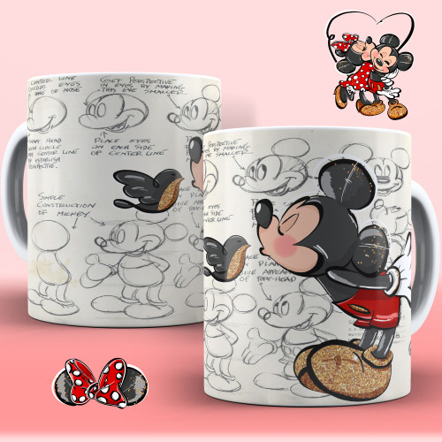 Caneca De Porcelana Branca Turma do Mickey "Beijo do Mickey" Desenho # - Produto Original