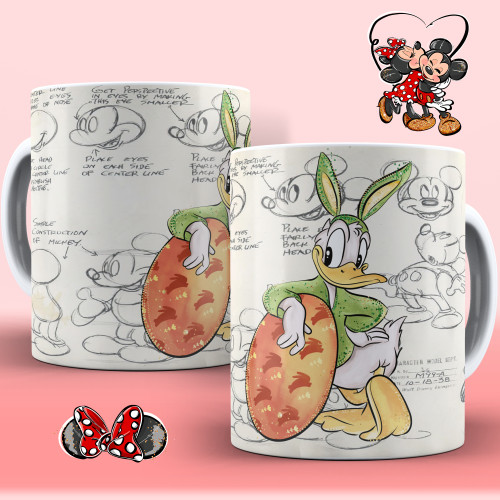 Caneca De Porcelana Branca Turma do Mickey "Donald" Desenho # - Produto Original
