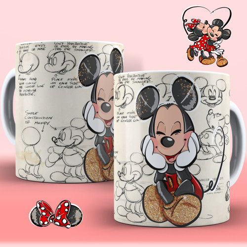 Caneca De Porcelana Branca Turma do Mickey "Mickey" Desenho # - Produto Original