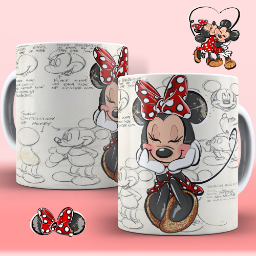 Caneca De Porcelana Branca Turma do Mickey "Minnie" Desenho # - Produto Original
