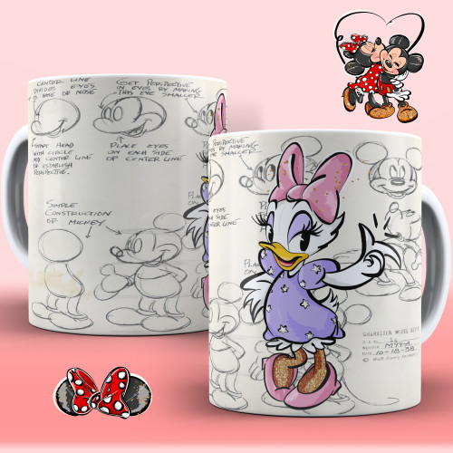 Caneca De Porcelana Branca Turma do Mickey "Margarida 2" Desenho # - Produto Original