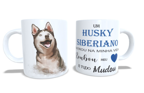 Caneca Dog Lover – Porcelana com Estampa de Cães de Raças Husky Siberiano-Pets-