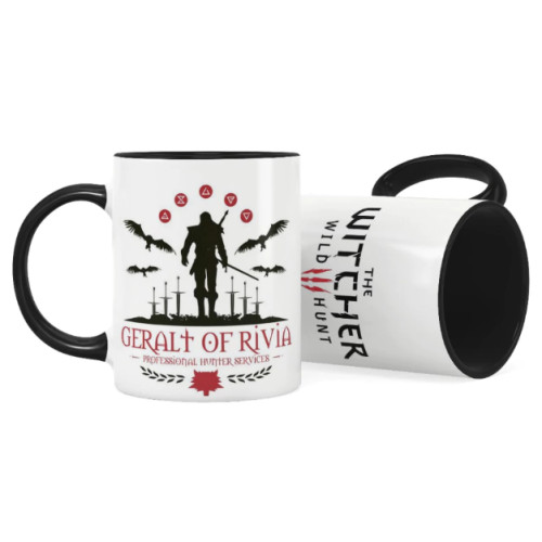 Caneca Gamer The Witcher 3 Wild Hunt - Geralt de Rivia Caçador de Monstros Preta-Canecas-