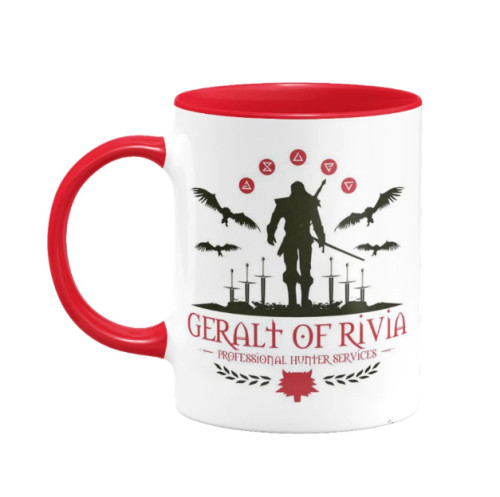Caneca Gamer The Witcher 3 Wild Hunt - Geralt de Rivia Caçador de Monstros Vermelha - Canecas - #