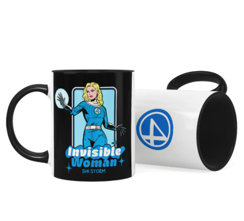 Caneca Geek Quarteto Fantástico - Mulher Invisível (Sue Storm) Preta-Canecas-