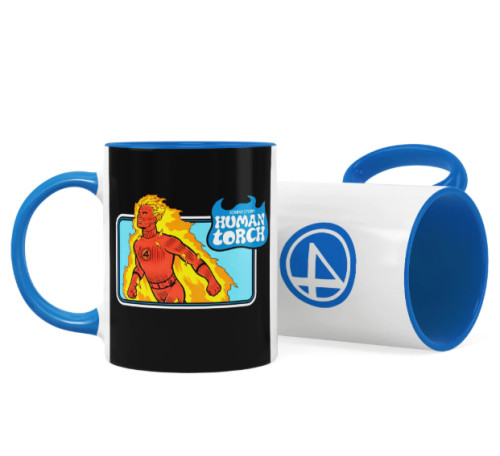 Caneca Geek Quarteto Fantástico - Tocha Humana (Johnny Storm) Azul-Canecas-