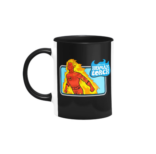 Caneca Geek Quarteto Fantástico - Tocha Humana (Johnny Storm) Preta - Canecas - #