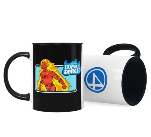 Caneca Geek Quarteto Fantástico - Tocha Humana (Johnny Storm) Preta-Canecas-