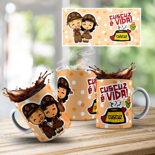 Caneca Nordestina Xicara Com Gírias do Nordeste Cuscuz 325ml Nordeste # - Produto Original
