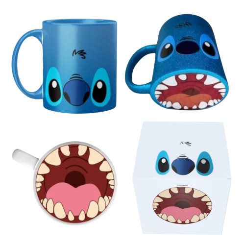 Caneca Perolada Stitch Bocão – Estampa Exclusiva Com Boca Na Base-Stitch-