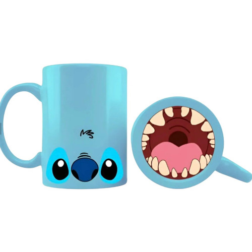 Caneca Perolada Stitch Bocão – Estampa Exclusiva Com Boca Na Base - Stitch - #