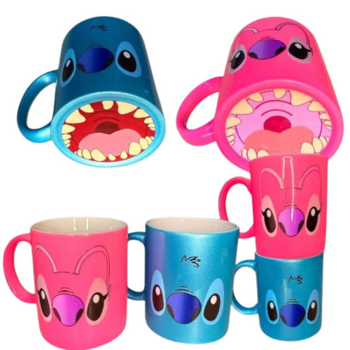 Caneca Perolada Stitch e Angel Bocão – Design Criativo Boca em Baixo-Stitch-