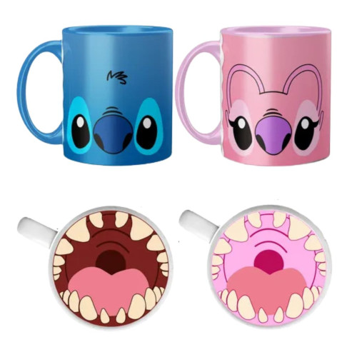Caneca Perolada Stitch e Angel Bocão – Design Criativo Boca em Baixo - Stitch - #