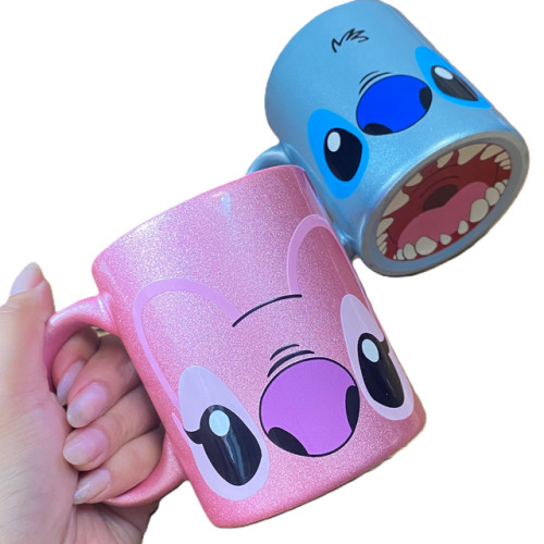 Caneca Perolada Stitch e Angel Bocão – Design Criativo Boca em Baixo - Stitch - #