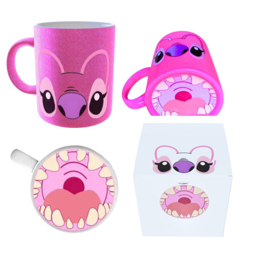 Caneca Perolada Stitch e Angel Bocão – Design Criativo Boca em Baixo - Stitch - #