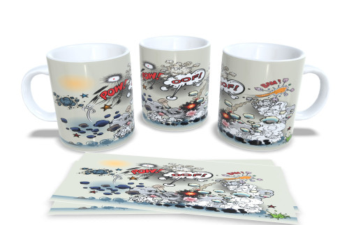 Caneca Porcelana Lutas Pop Art: Ação e Café!-Gibis-