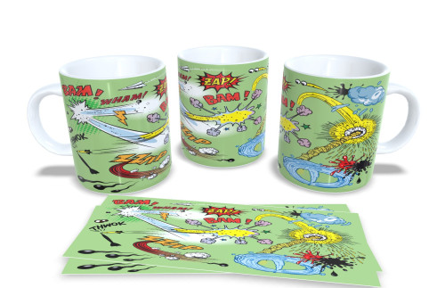 Caneca Porcelana Lutas Pop Art: Ação e Café!-Gibis-