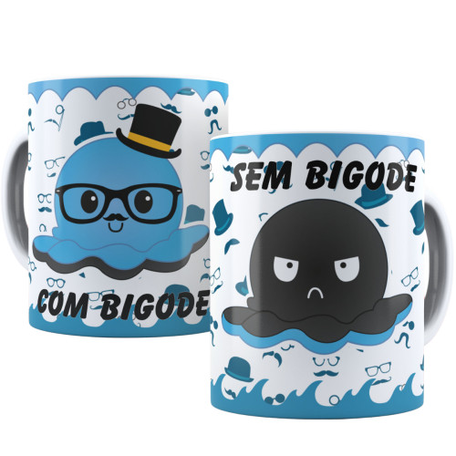 Caneca Porcelana Personalizada Polvo do Humor Sem bigode/Com bigode Polvo Do Humor # - Produto Original