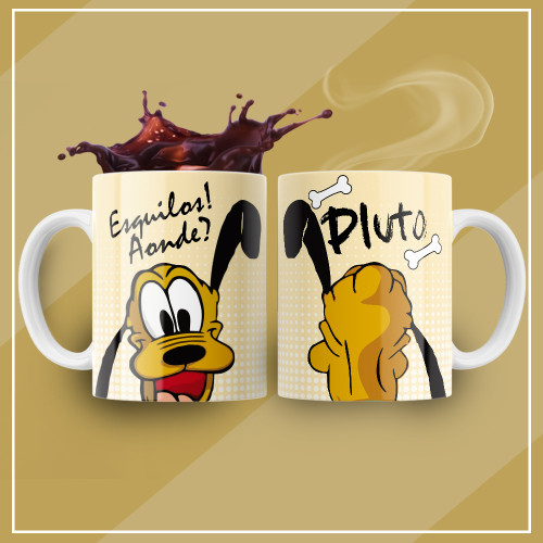 Caneca Turma Do Mickey Personalizada Material Porcelana Premium "Pluto" Desenho # - Produto Original