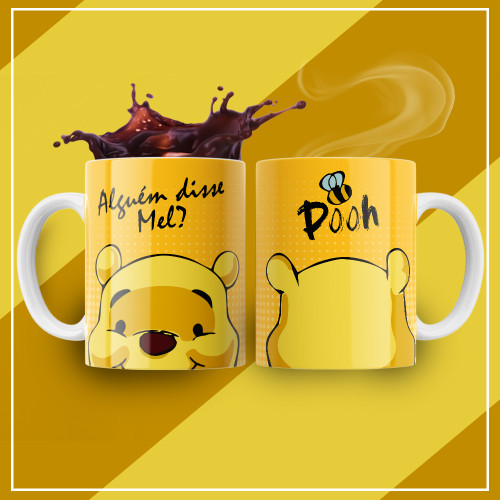 Caneca Turma Do Mickey Personalizada Material Porcelana Premium "pooh" Desenho # - Produto Original