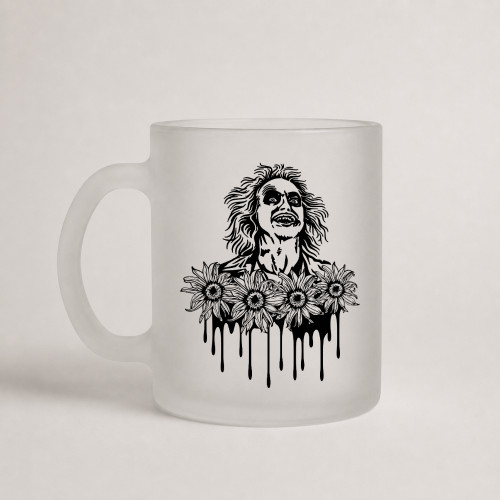 Caneca Vidro Fosca 325ml Presente Criativo Halloween Beetlejuice Filme Beetlejuice # - Produto Original