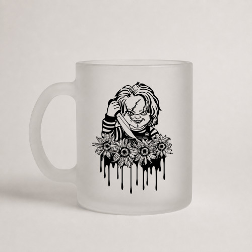 Caneca Vidro Fosca 325ml Presente Criativo Halloween Chucky Filmes Terror Chucky # - Produto Original