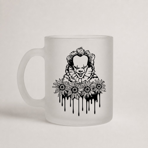Caneca Vidro Fosca 325ml Presente Criativo Halloween Pennywise It A Coisa Filme Terror IT A Coisa # - Produto Original