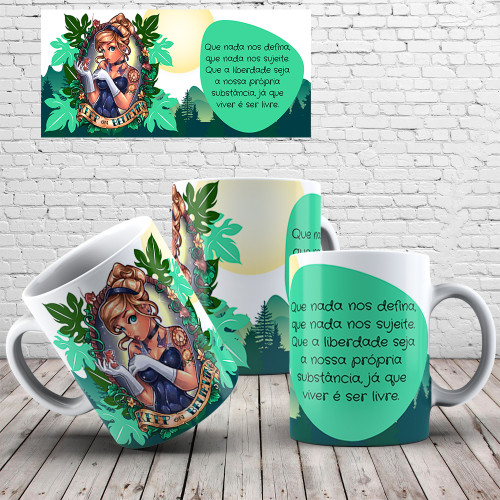 Caneca de Porcelana Branca Personalizada Princesas Empoderadas P2 Princesas # - Produto Original