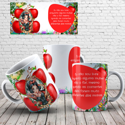 Caneca de Porcelana Branca Personalizada Princesas Empoderadas P4 Princesas # - Produto Original