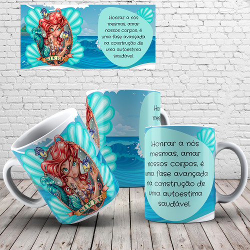 Caneca de Porcelana Branca Personalizada Princesas Empoderadas P6 Princesas # - Produto Original