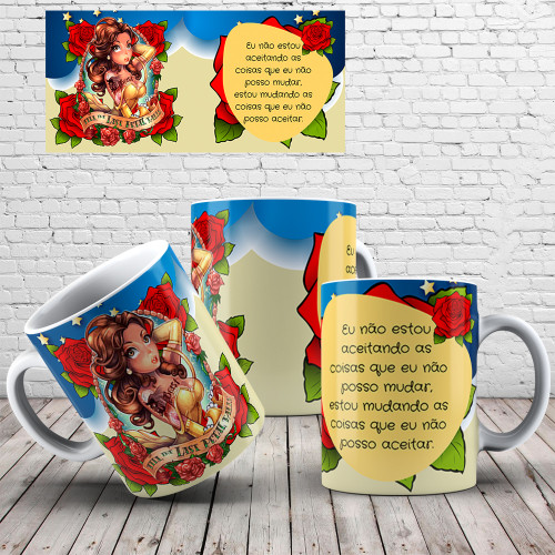 Caneca de Porcelana Branca Personalizada Princesas Empoderadas P8 Princesas # - Produto Original