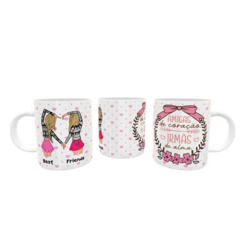 Caneca de Porcelana Personalizada Dia dos Amigos – Presente Criativo e Afetivo-Melhores Amigas-