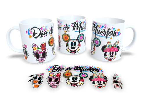 Caneca de Porcelana Personalizada Dia dos Mortos – Estilo Mexicano Colorido Dia Dos Mortos # - Produto Original