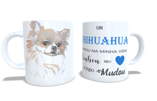 Caneca de Porcelana Personalizada com Estampa de Cães de Raças Chihuahua Pets # - Produto Original